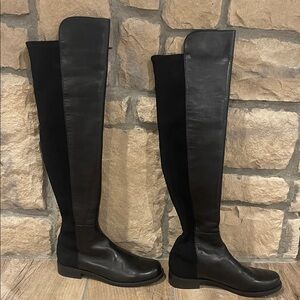 Stuart Weitzman Black Leather 5050 Over the Knee boots